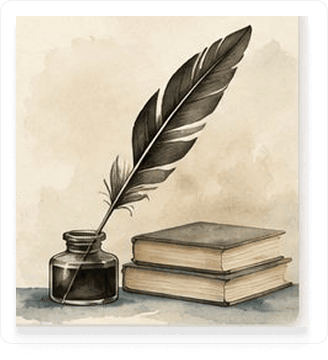 Quill and inkwell illustration